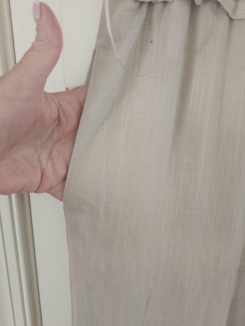 New No Tag .Gauze Tiered-Bottom Pants — Light Gray - Picture 4 of 5